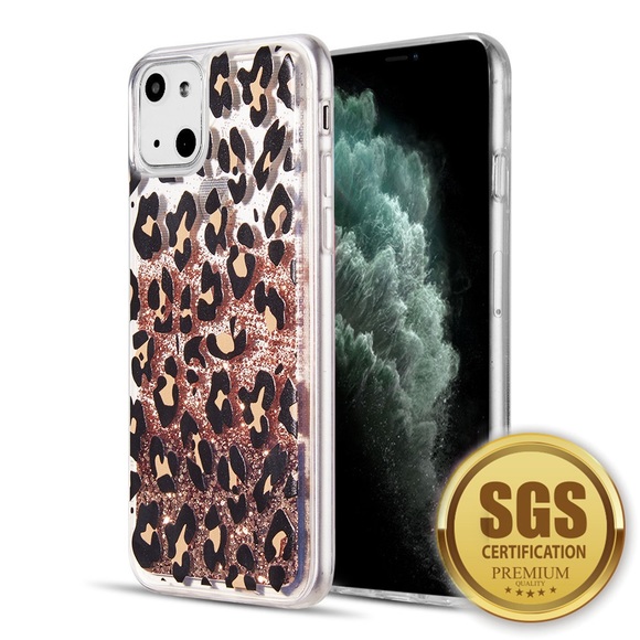 Leopard Glitter Waterfall Case iPhone 14 - Picture 2 of 6